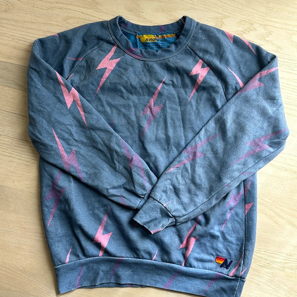 Aviator Nation sweatshirt blue & pink lightning bolts size medium worn once